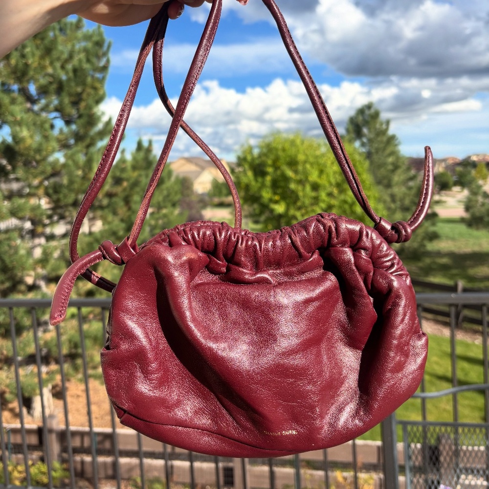 Mansur Gavriel Mini Cloud Clutch Crossbody in the Color Pomegranate